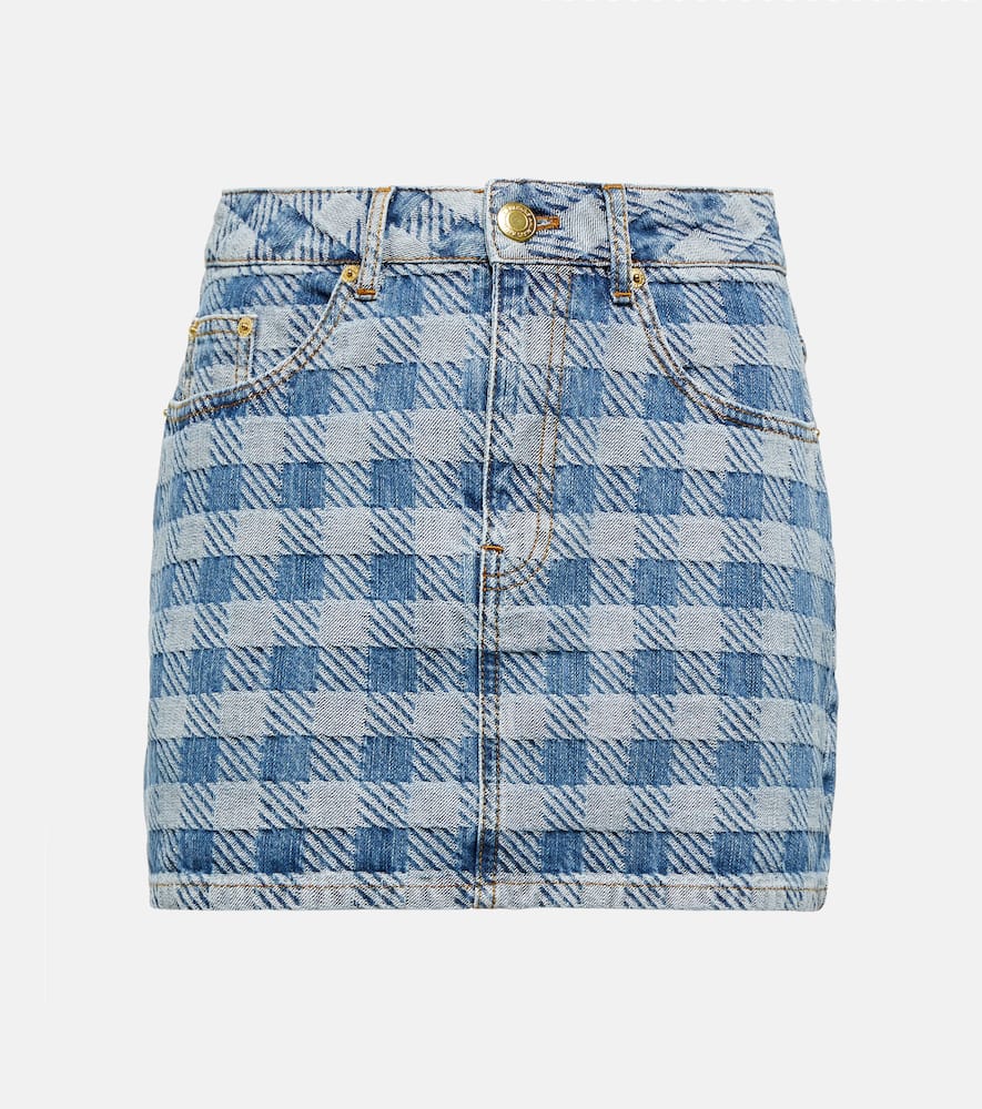 Checked denim miniskirt