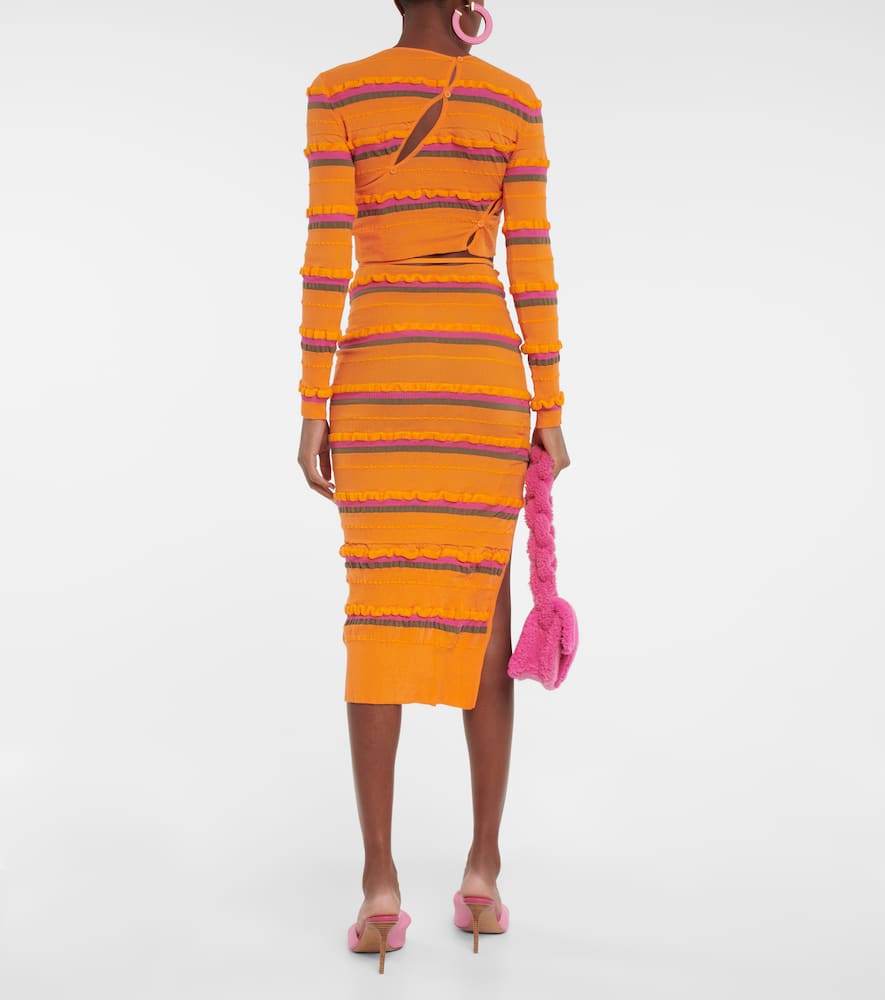 Shop Jacquemus La Jupe Maille Concha Midi Skirt In Orange