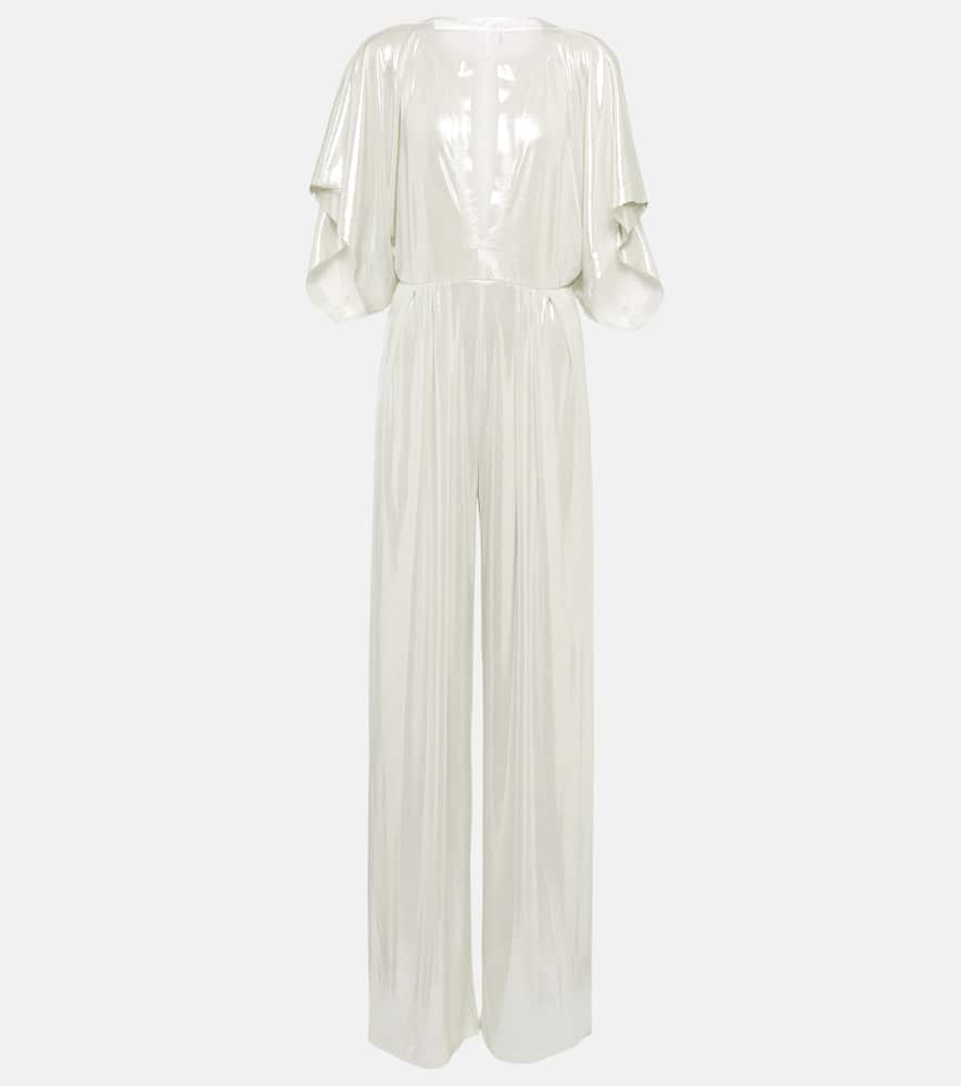 Norma Kamali Rectangle Metallic Jumpsuit In Pearl