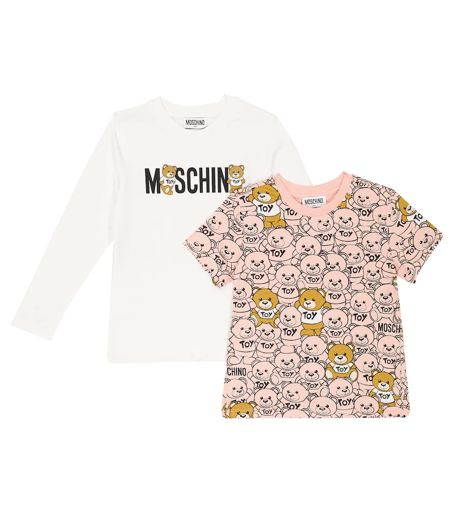 Moschino Kids' Set Of 2 Printed Cotton Jersey Shirts In Multicoloured