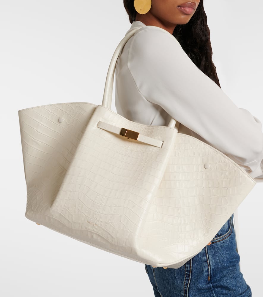 Demellier New-york Croc-effect Leather Tote Bag In White