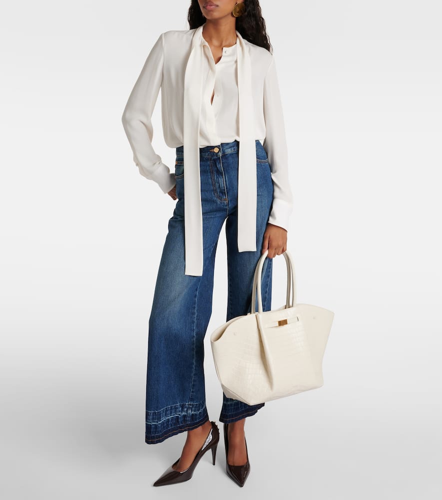 Demellier New-york Croc-effect Leather Tote Bag In White