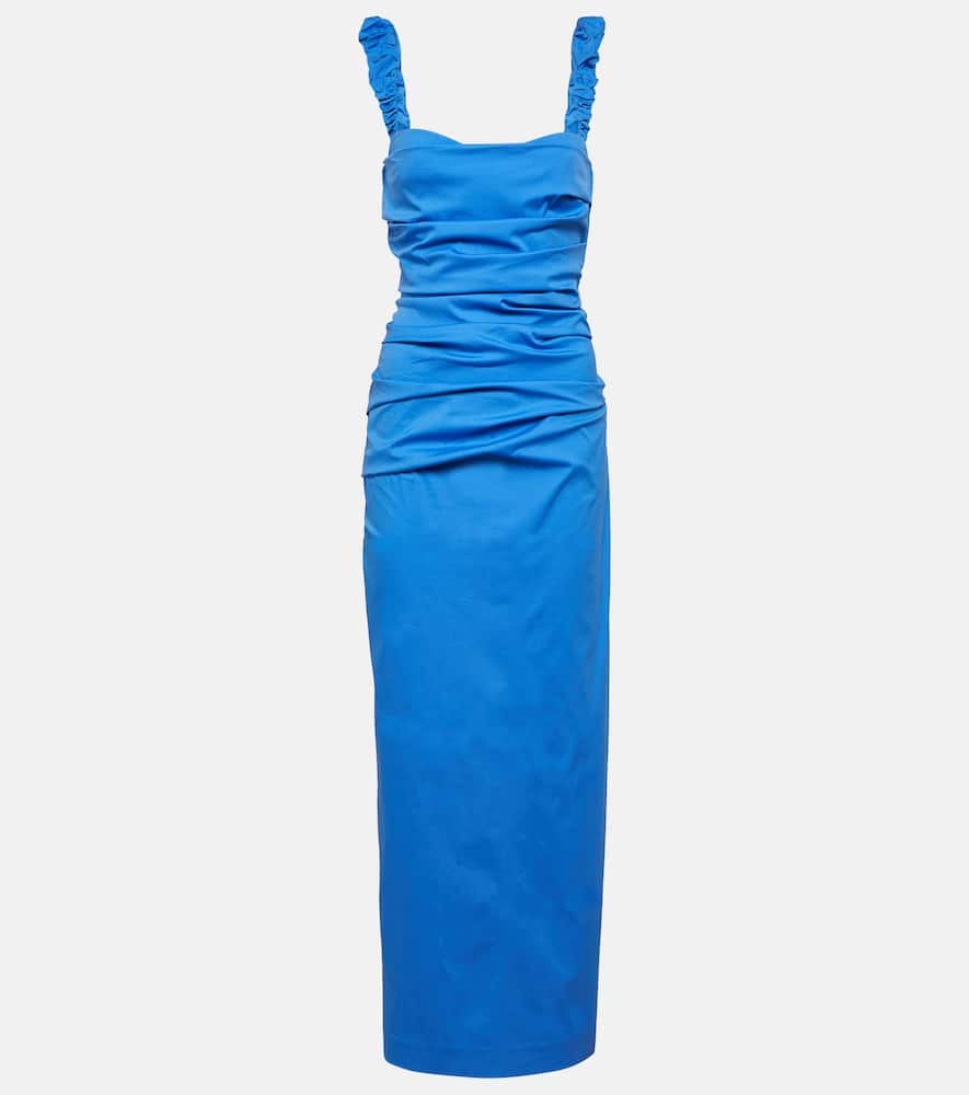 Shop Sir Azul Bustier Cotton-blend Gown In Blue