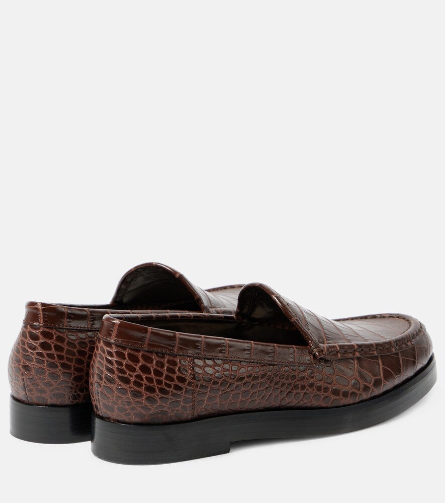  Manolo Blahnik Manolo Blahnik Dinelio Croc-effect Leather Loafers 