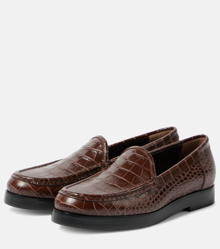  Manolo Blahnik Manolo Blahnik Dinelio Croc-effect Leather Loafers 