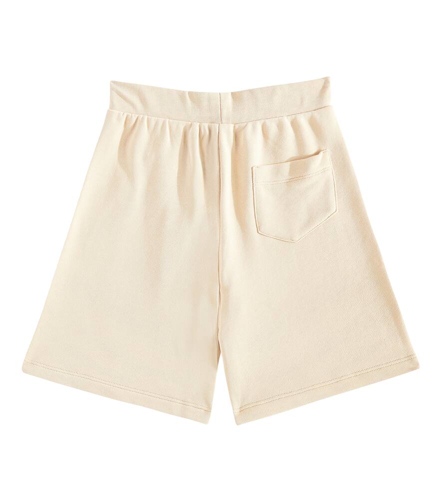 Versace Barocco Cotton Jersey Shorts In Beige
