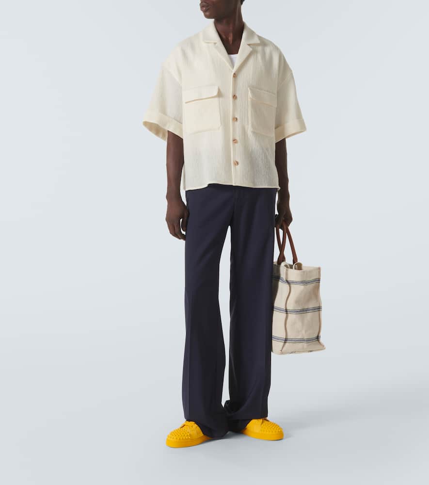 Christian Louboutin Louis Junior Spikes Suede Sneakers In Yellow