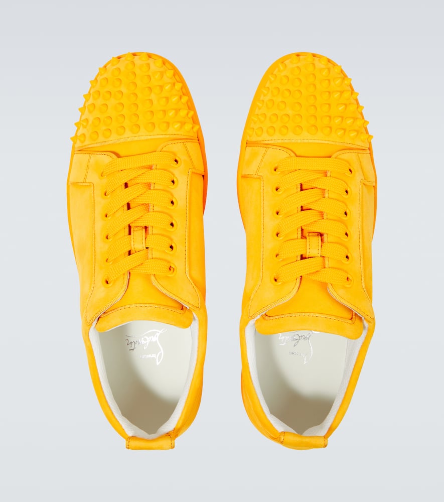 Christian Louboutin Louis Junior Spikes Suede Sneakers In Yellow