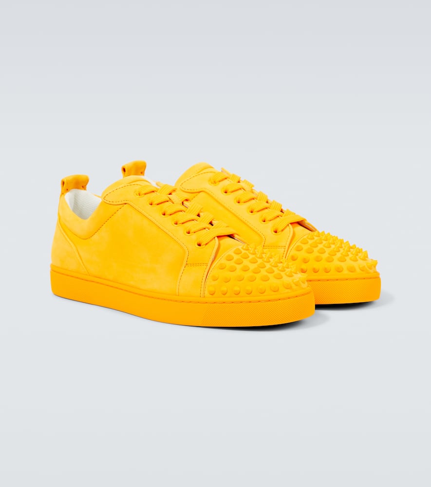 Christian Louboutin Louis Junior Spikes Suede Sneakers In Yellow
