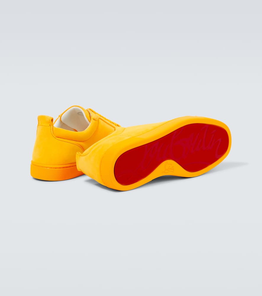 Christian Louboutin Louis Junior Spikes Suede Sneakers In Yellow