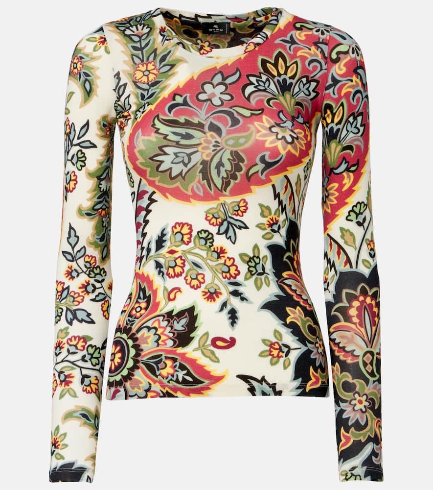 Etro Serafino Printed Wool-blend T-shirt In Multicoloured