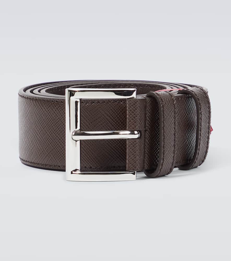 Logo leather belt