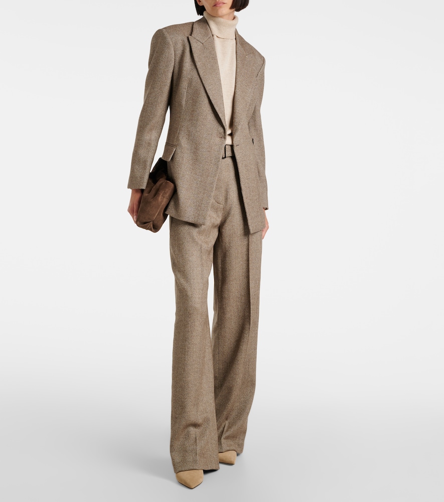 Brunello Cucinelli Herringbone wool-blend wide-leg pants