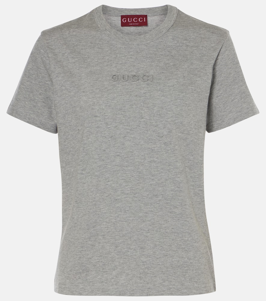 Gucci Cotton Jersey Embossed T-shirt In Grey