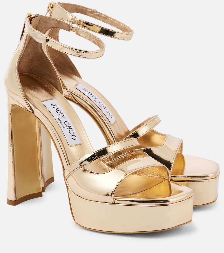 Claressa metallic leather platform sandals