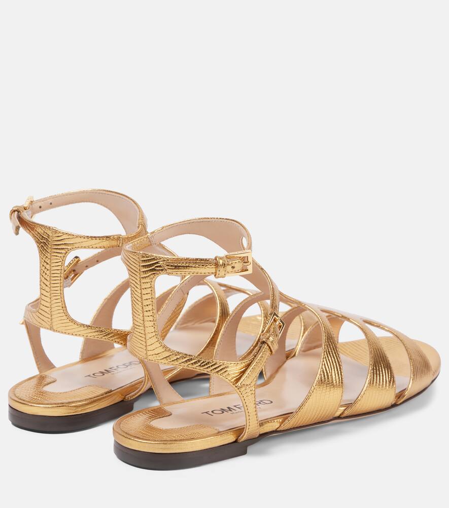 Tom Ford Paradis Metallic Leather Sandals In Metallic