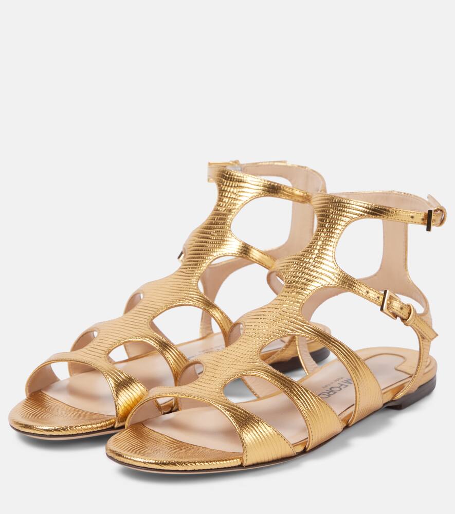 Tom Ford Paradis Metallic Leather Sandals In Metallic
