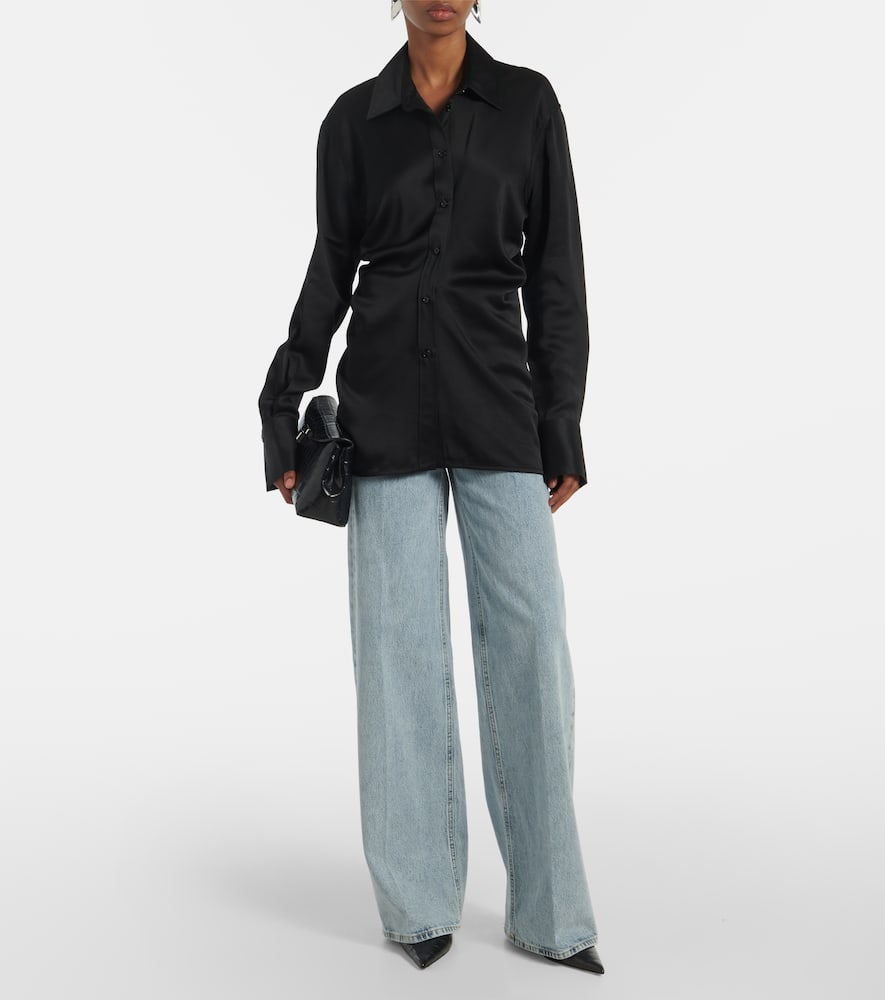 Totême Slouch Satin Shirt In Black