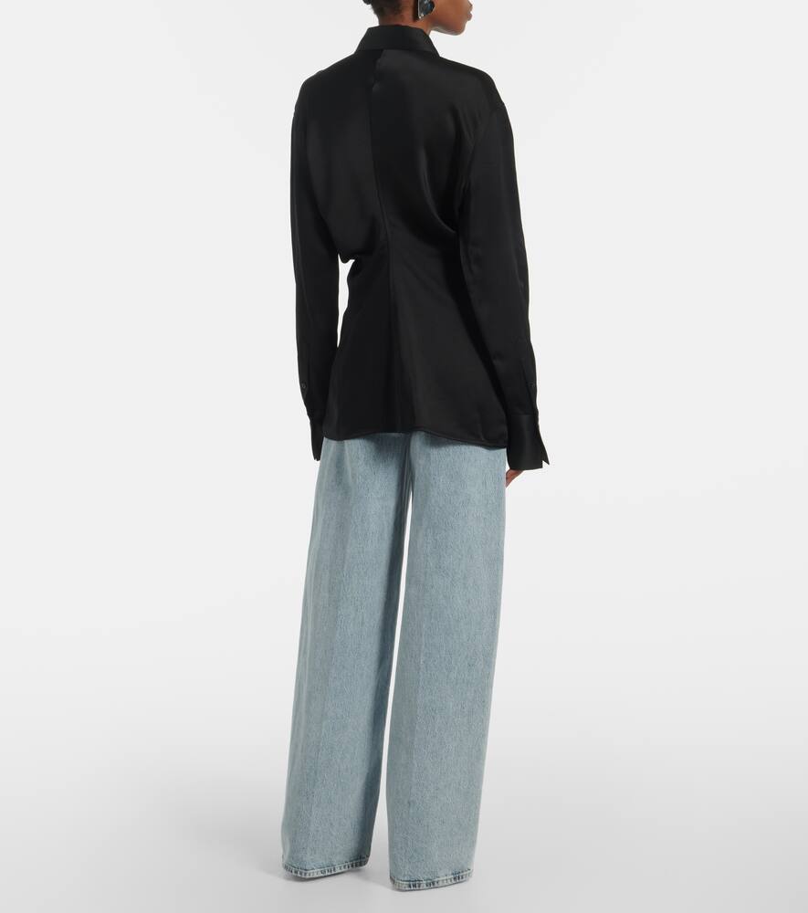 Totême Slouch Satin Shirt In Black