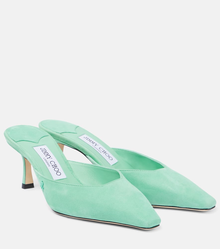 Jimmy Choo Vivi 65 Embellished Lizard-effect Leather Mules In Green