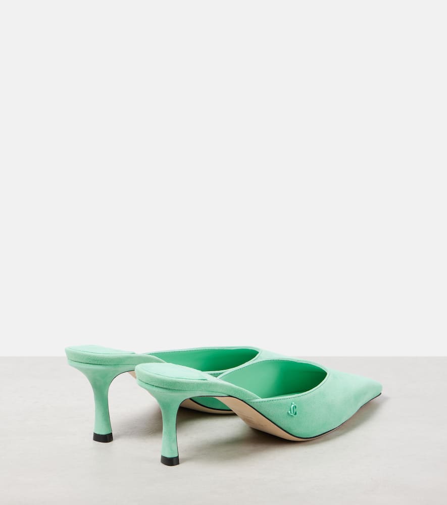 Jimmy Choo Vivi 65 Embellished Lizard-effect Leather Mules In Green