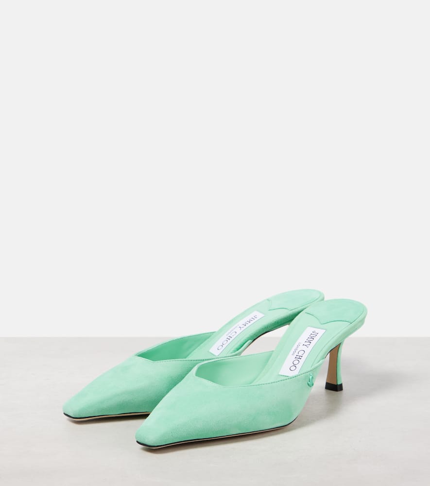 Jimmy Choo Vivi 65 Embellished Lizard-effect Leather Mules In Green