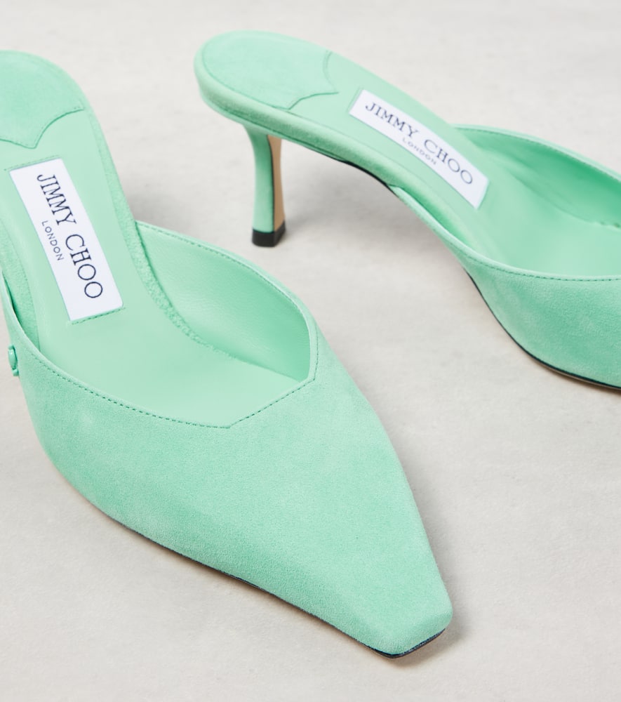 Jimmy Choo Vivi 65 Embellished Lizard-effect Leather Mules In Green