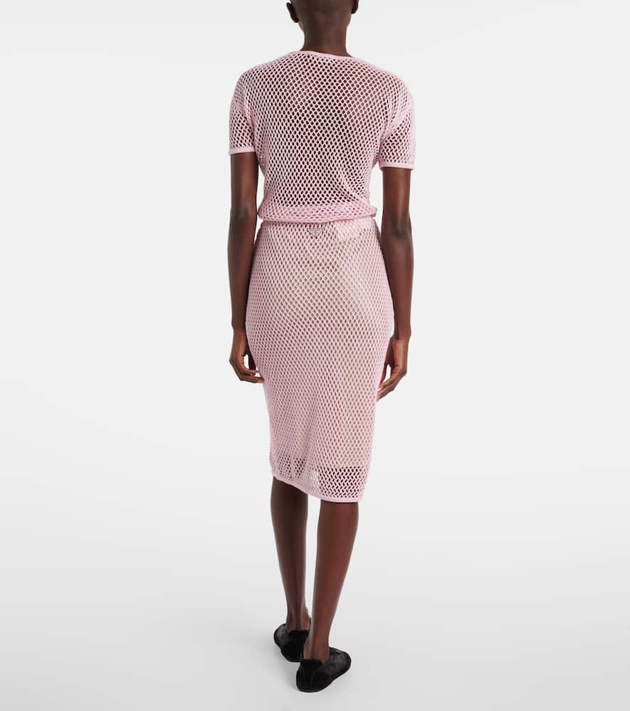 Prada Crochet Midi Skirt In Pink