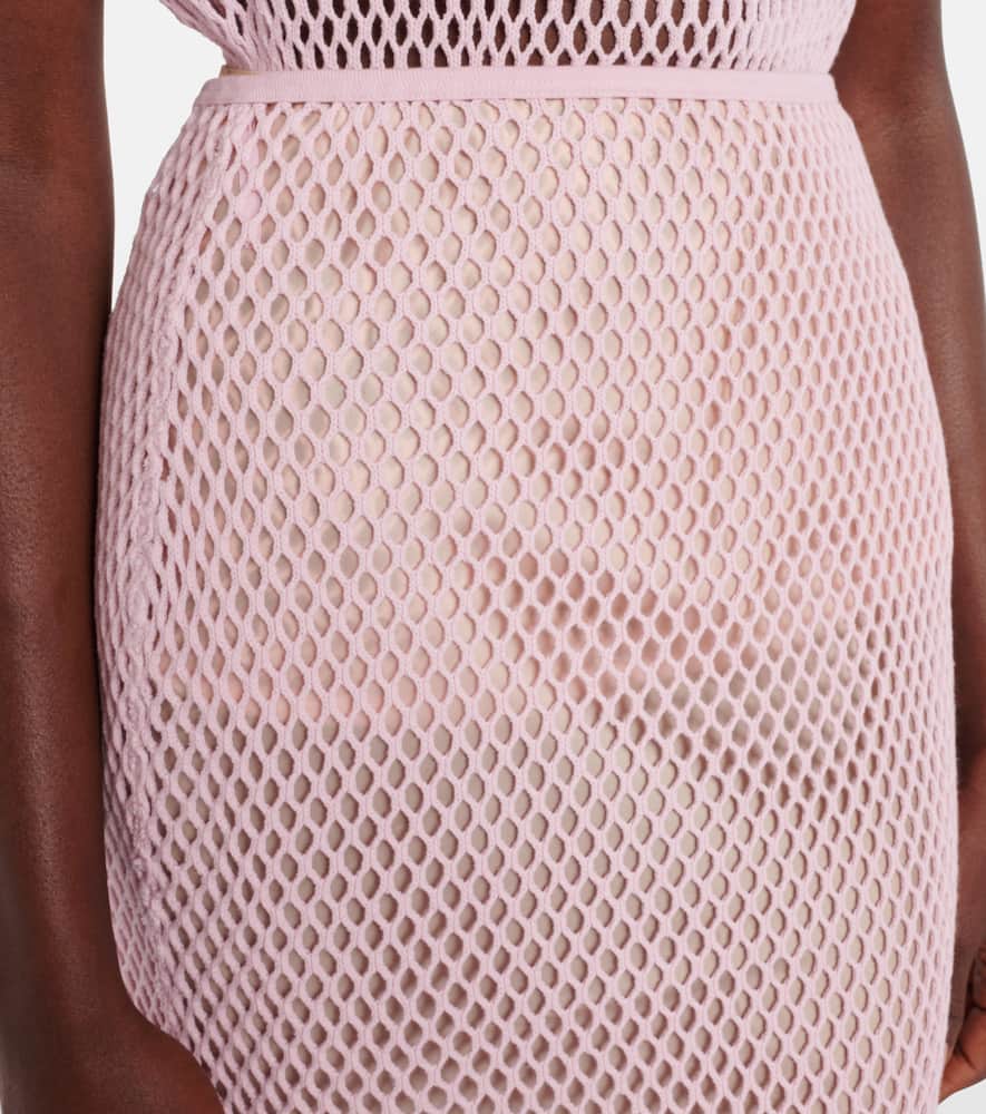 Prada Crochet Midi Skirt In Pink