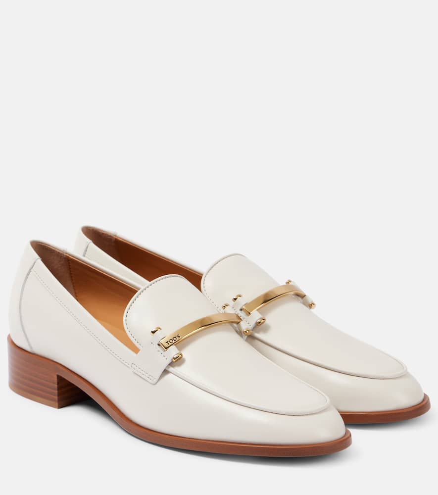 Leather loafer pumps