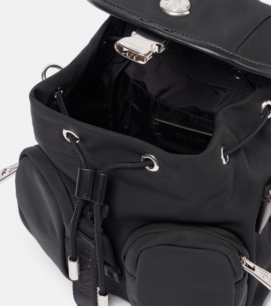 Shop Moncler Trick Mini Leather-trimmed Crossbody Bag In Black
