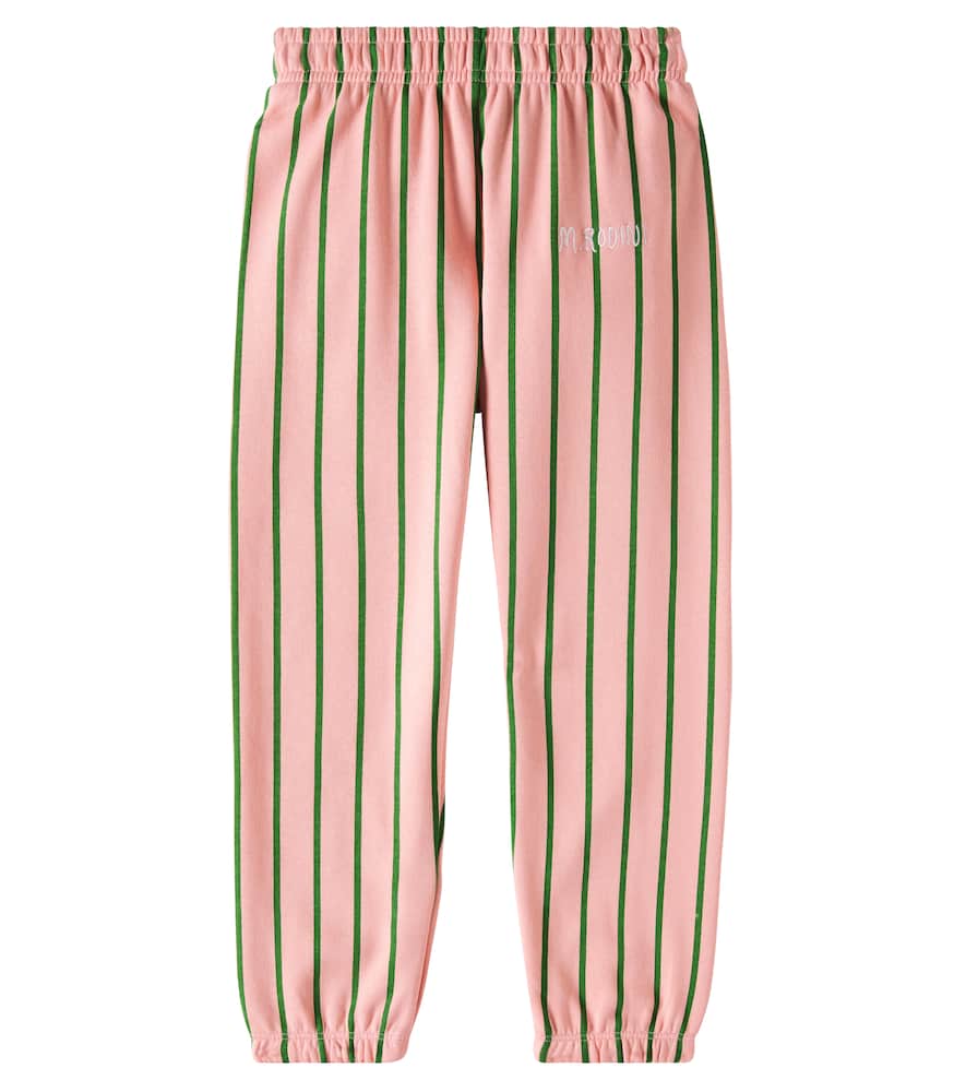 Mini Rodini Striped Cotton Sweatpants In Pink