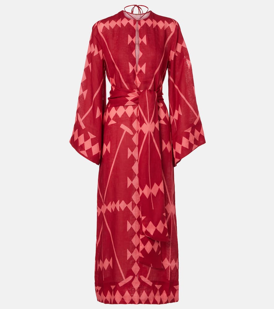 Printed linen maxi dress