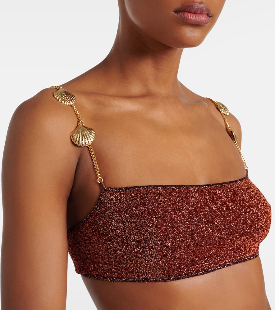 Oseree Oséree Lumière Shells Embellished Bikini In Brown