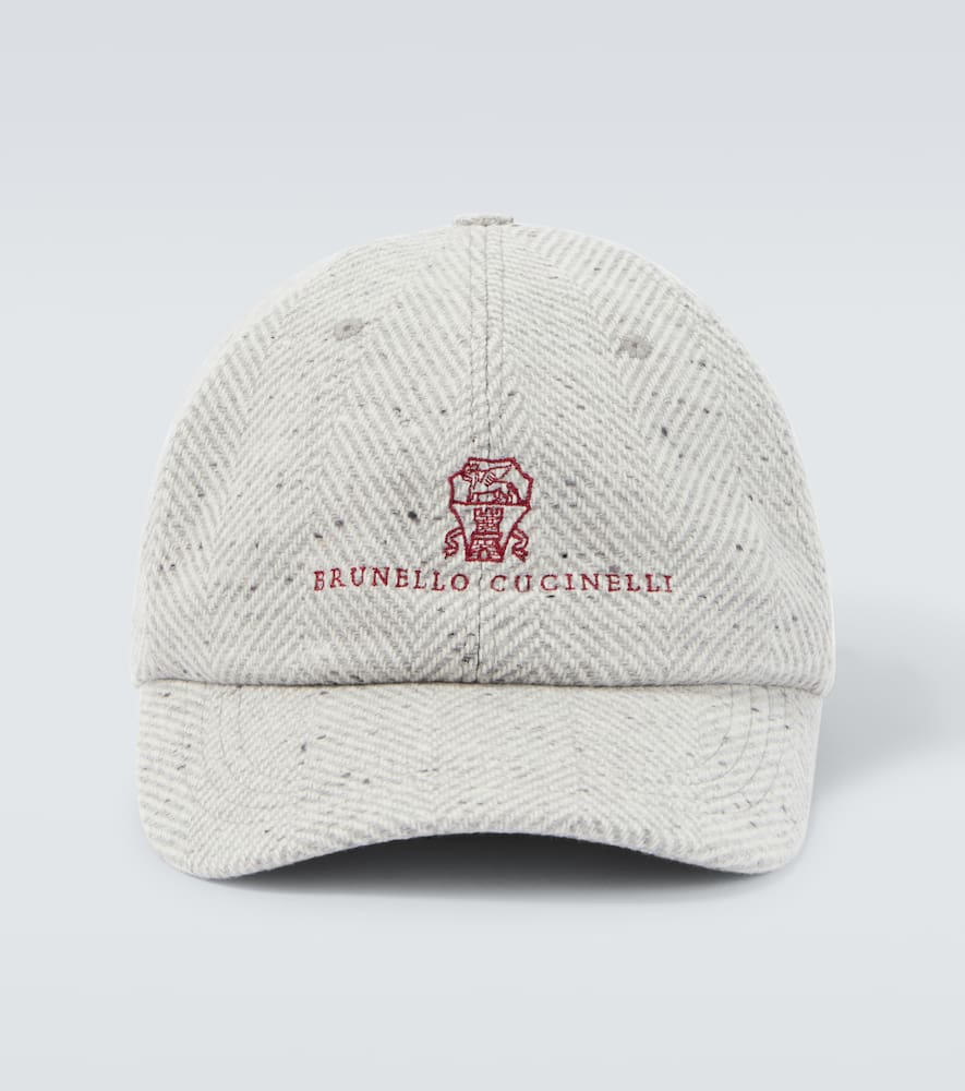 Brunello Cucinelli Logo Wool And Cashmere Baseball Cap In Gray