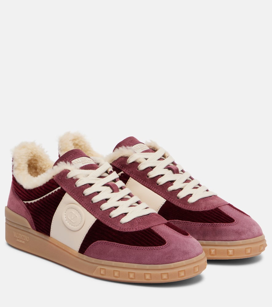 Valentino Upvillage Suede And Corduroy Sneakers In Multi