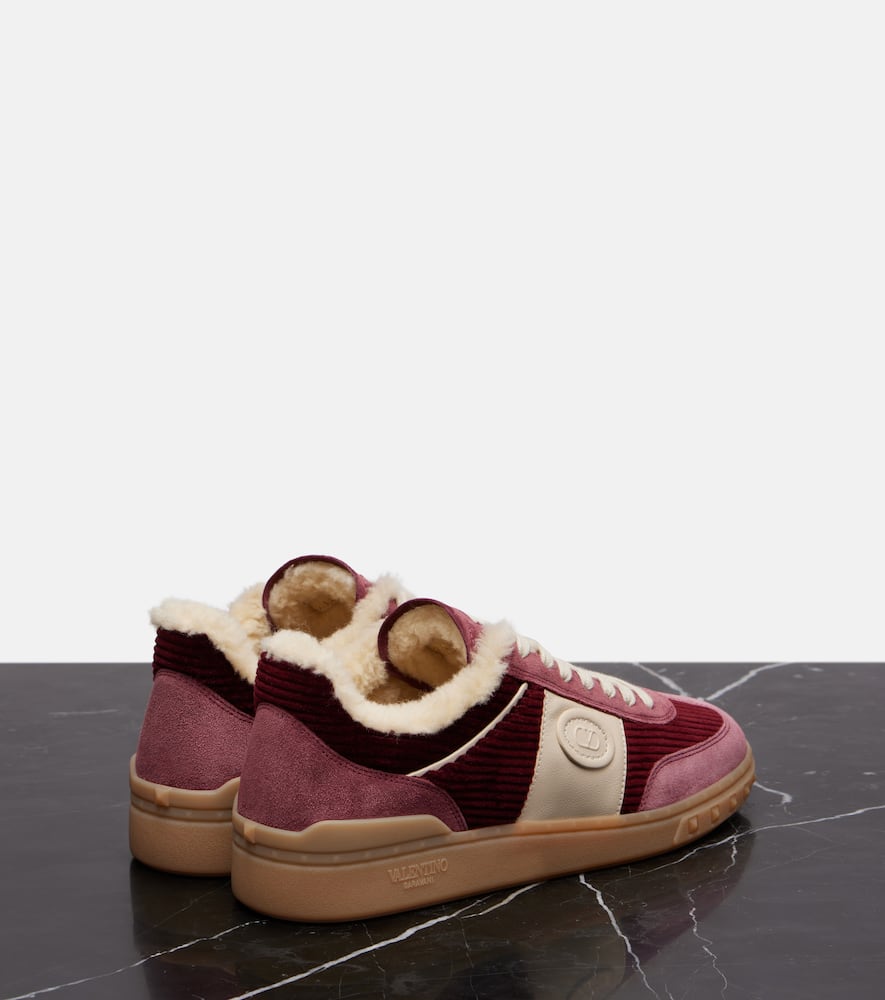 Valentino Upvillage Suede And Corduroy Sneakers In Multi