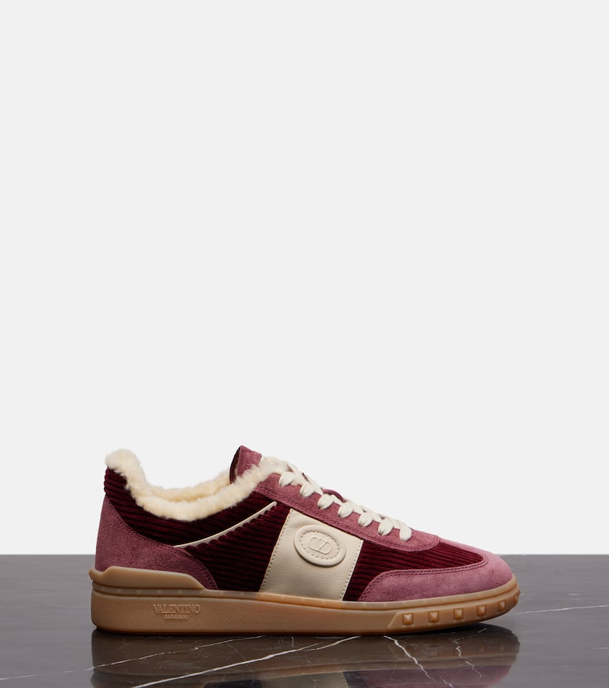Valentino Upvillage Suede And Corduroy Sneakers In Multi