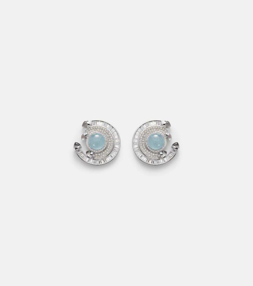 Chakra 18kt white gold earrings with pearls and gemstones