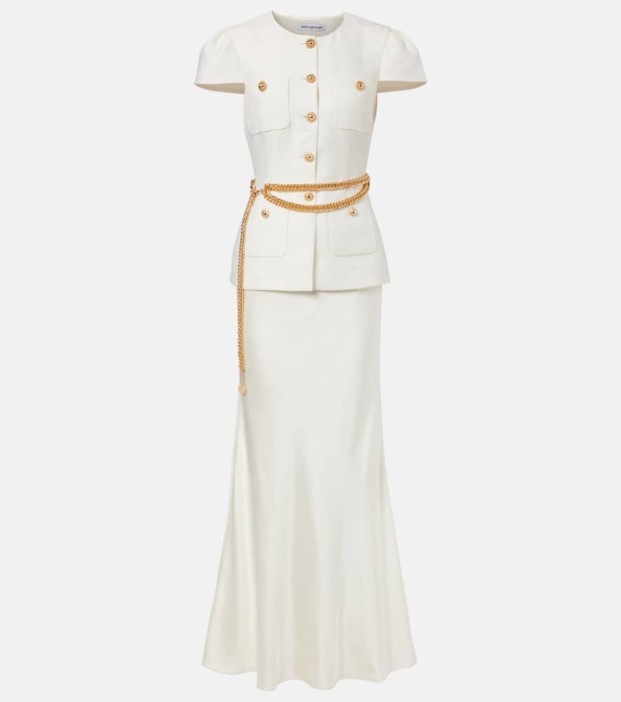 Belted taffeta maxi dress
