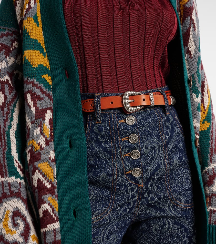 Etro Western Leather Belt In Brown
