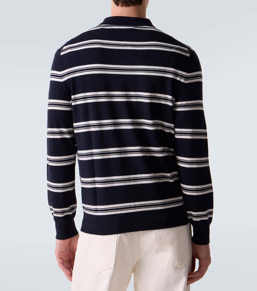 Arch4 Mr Swansea Striped Cashmere Polo Sweater In Blue