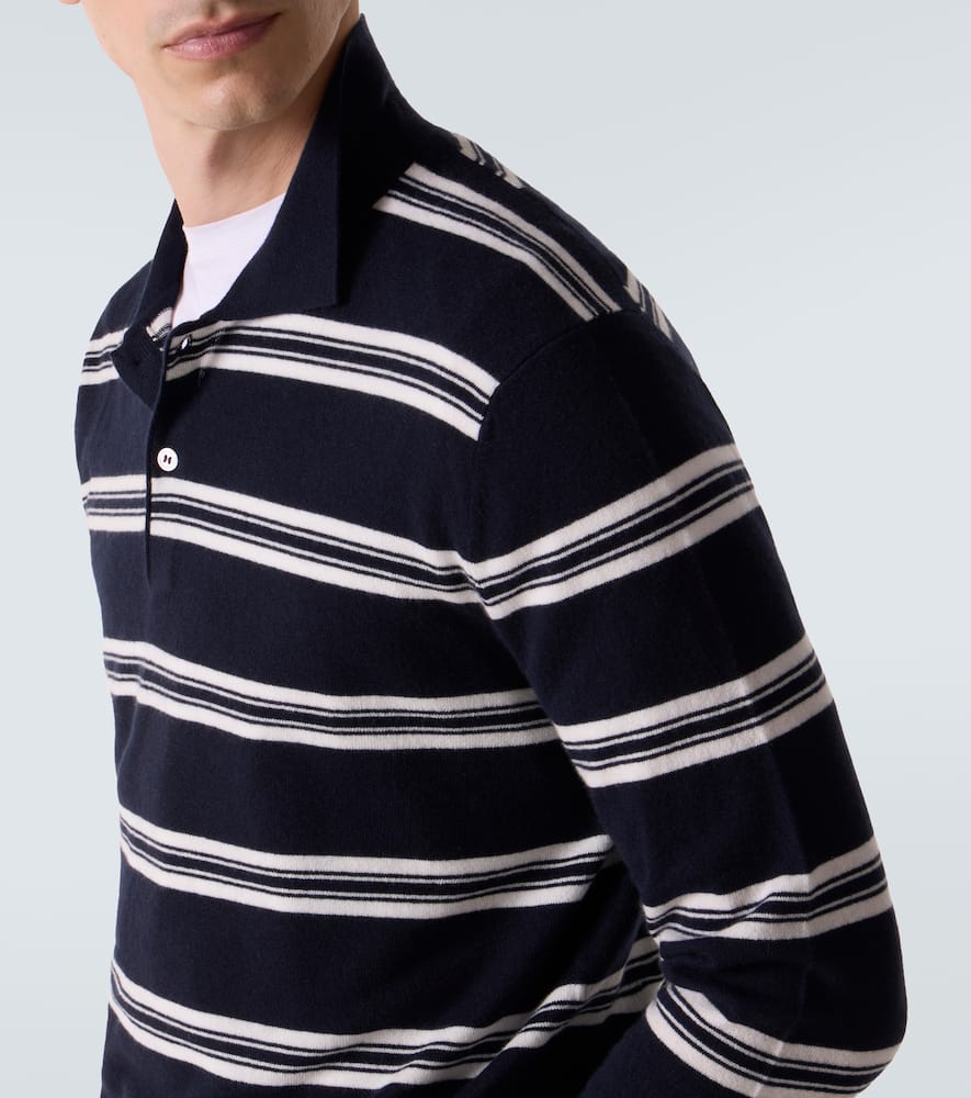 Arch4 Mr Swansea Striped Cashmere Polo Sweater In Blue