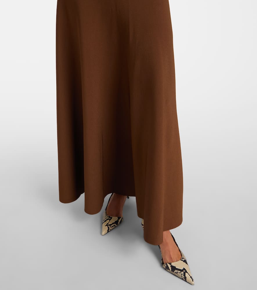 Khaite Melina Halterneck Maxi Dress In Brown