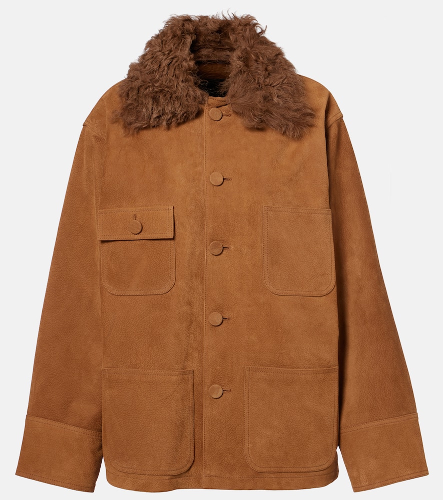 Plan C Oversized Leather Jacket In Brown