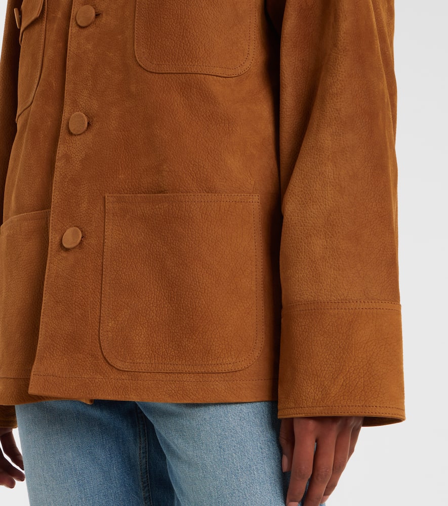 Plan C Oversized Leather Jacket In Brown
