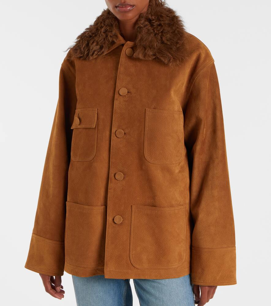 Plan C Oversized Leather Jacket In Brown