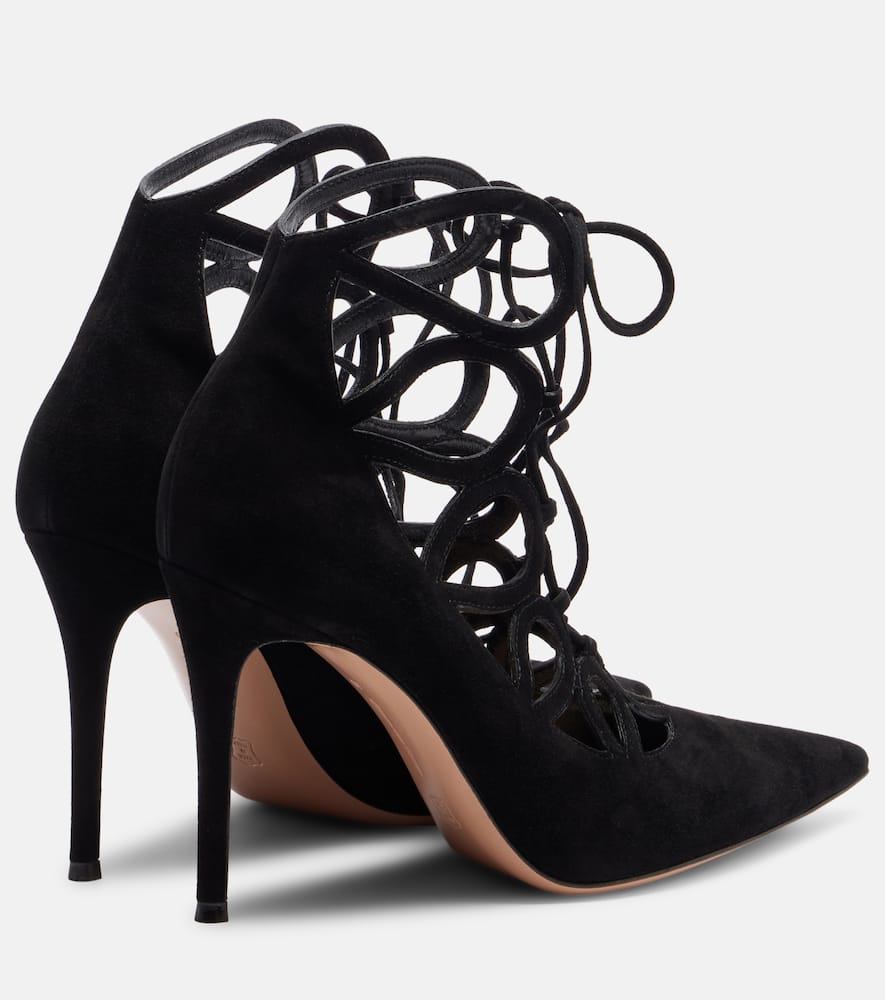 Gianvito Rossi Elisa 95 Suede Lace-up Pumps In Black