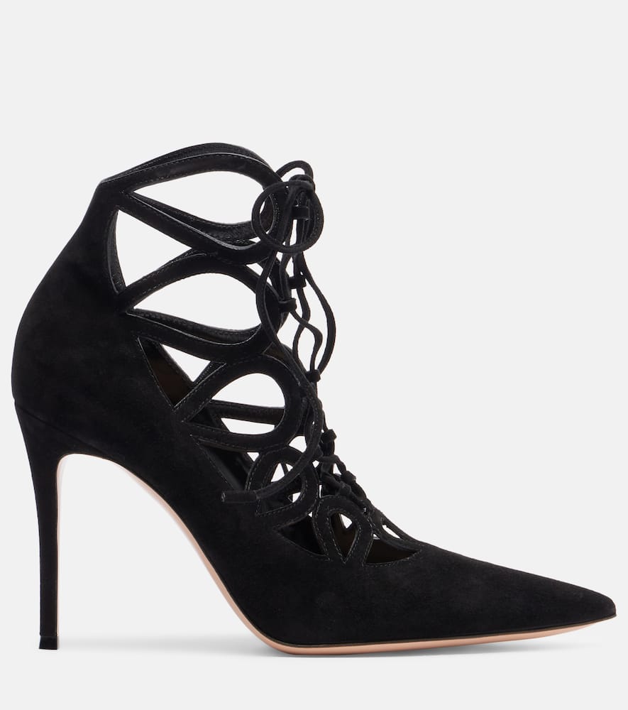 Gianvito Rossi Elisa 95 Suede Lace-up Pumps In Black