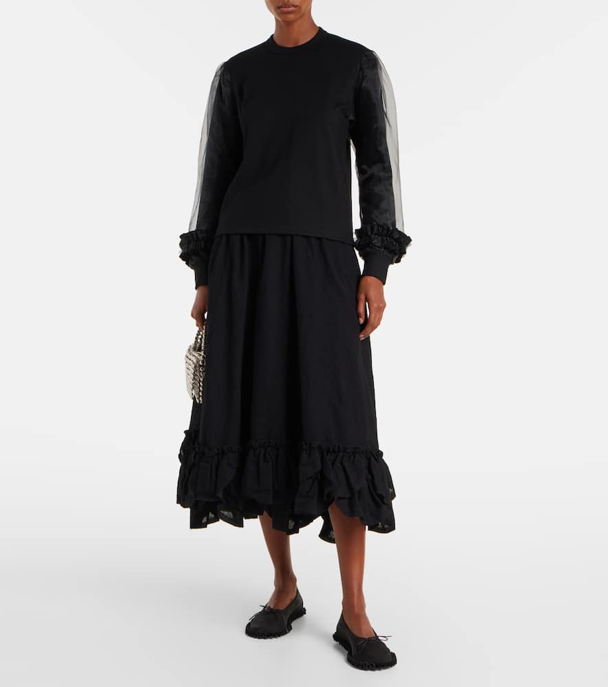 Noir Kei Ninomiya Wool Jersey And Tulle Long Sleeve T-shirt In Black